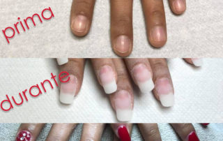 Ricostruzione unghie prima durante dopo